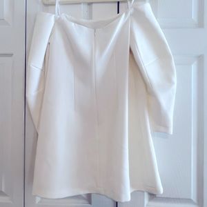 BCBGMAXAZRIA Yesenia White Off the Shoulder long Sleeve Mini Dress